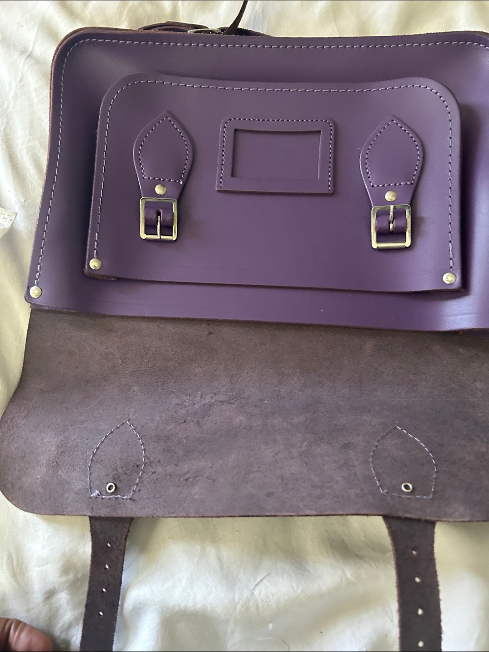 Structured Purple Satchel Crossbody Bag - Picture 4 of 6